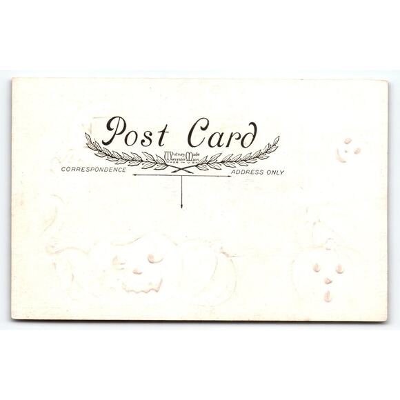 Vintage 1907-1915 Halloween Lithograph Postcard with Jack-O-Lanterns Checkered - Picture 2 of 2